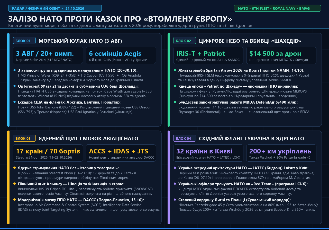 Інфографіка: Радар / Фізичний OSINT по Європі та НАТО (21.10.2026)